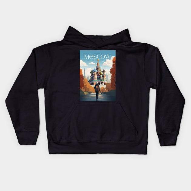 Affiche - Moscow - Russia -Saint Basil's Cathedral Kids Hoodie by Labonneepoque